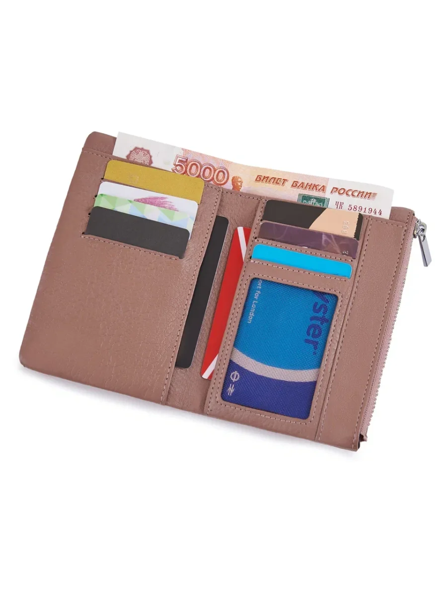 51-357-18-2 Кошелек женский (пудровый) (Розовый/13,5*9*2/натуральная кожа)