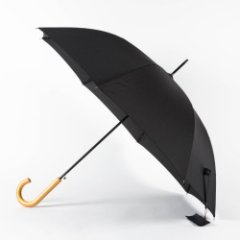 RT-31640 Зонт мужской, трость, полуавтомат, деревянный крюк (черный/8-58/эпонж/Jonas Hanway)