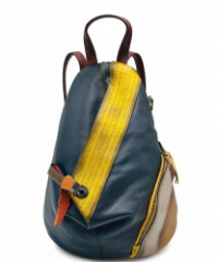 039 Рюкзак женский натуральная кожа (blue\yellow) (синий/жёлтый/27*29*16/натуральная кожа/Redmond)