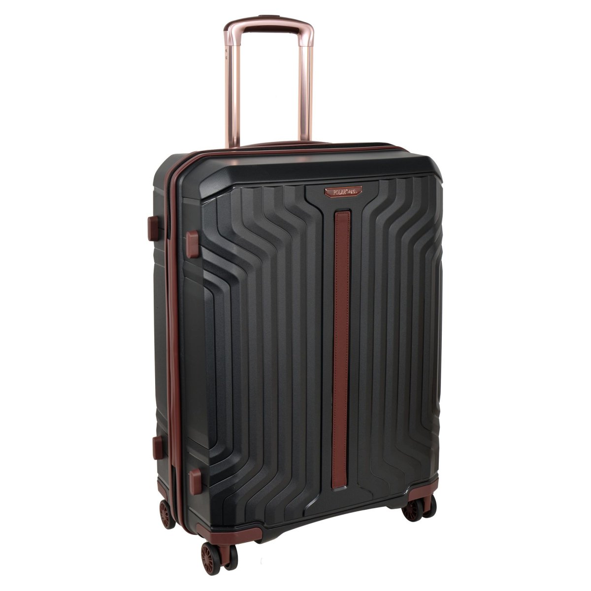 Р0015 (2-ой) Black (24) пластик PP (полипропилен) чемодан средний (Черный/46*63*25/полипропилен/3,5 кг/61 литр/Polar)