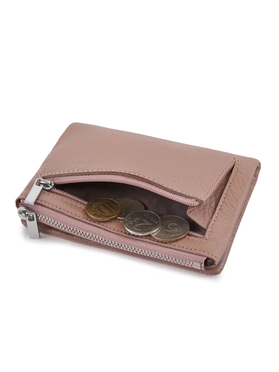 51-357-18-2 Кошелек женский (пудровый) (Розовый/13,5*9*2/натуральная кожа)