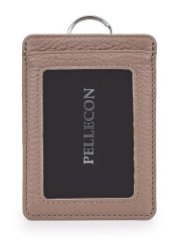 102-717-28 Чехол д/пропуска (Пеллекон) (бежевый тёмный/10,8*7,8/натуральная кожа/PELLECON)