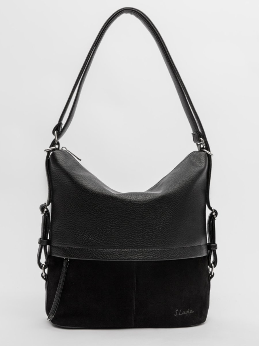 1483 99 01/860 01 Сумка женская экокожа/замша (черный) (черный/27*27*13/экокожа/натуральная замша/S.Lavia)