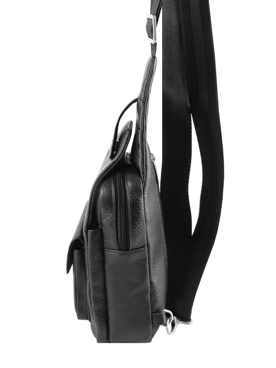 75831 Рюкзак на одной лямке АЛАН DEERSKIN кожа черный (черный/17*21*8/натуральная кожа/R.Blake)