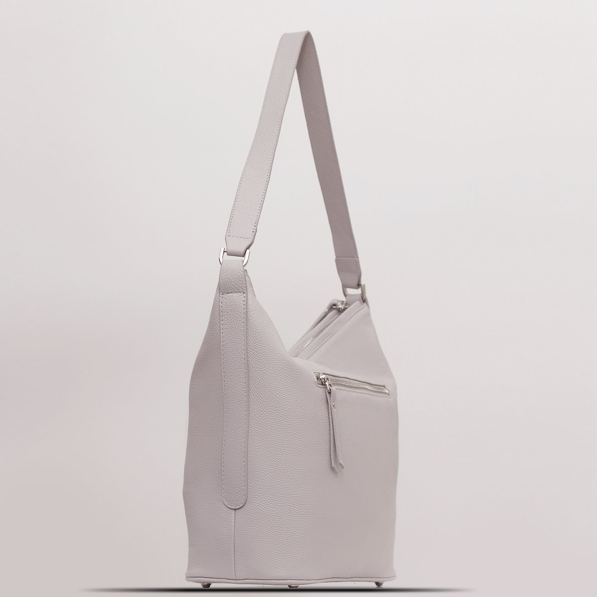 3142LN Сумка женская Серый (Серый светлый/натуральная кожа/Richet)