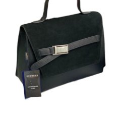 7813 Сумка женская натуральная замша/кожа (black) (черный/27*22*12/натуральная замша/кожа/Redmond)