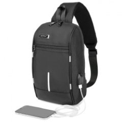 1203 (BLACK) Рюкзак на одной лямке ARISTOCRAT (черный/20*30*10/полиэстер/0,45 кг/4 литра/ARISTOCRAT )