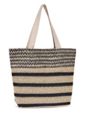 112-007-61 Сумка пляжная бчёрный/ежевый (Чёрный/бежевый/32*35*15/целлюлоза/Redmond)