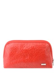 70644 Косметичка ПРЕТТИ RED кожа алый тиснение розы (Красный/натуральная кожа/Esse)