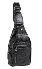 0264-53 Сумка-рюкзак мужской на одной лямке натуральная кожа KARYA (Черный/16*30*9/натуральная кожа/KARYA)