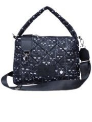 016-3030107 Сумка женская кроссбоди черный+коты 2 отд. (Dewspo) (черный/25*18*8/текстиль/KATY NIKOLAEVA)