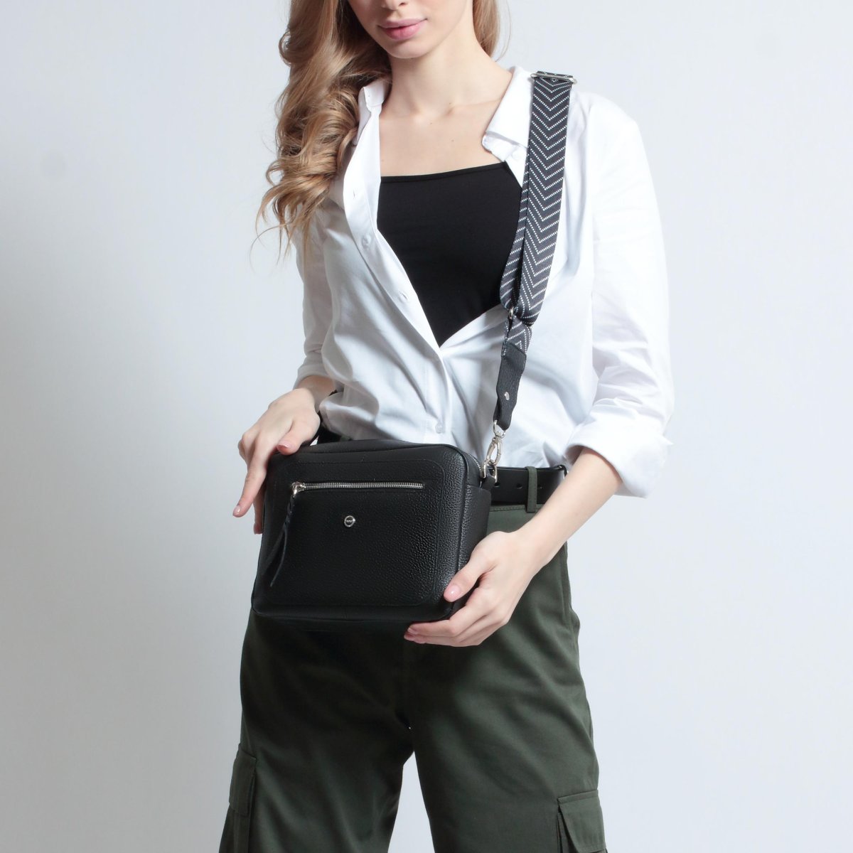 2593LNT Сумка женская Черный (черный/23*20*8,5/натуральная кожа/Richet)