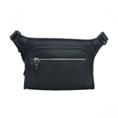 102-81633-1 Сумка поясная мужская кожа (Пеллекон) (черный/32*18*4,5/натуральная кожа/PELLECON)
