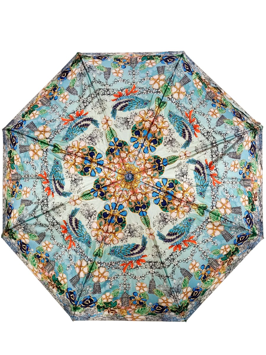 637294 Зонт женский 3 сл.,полный автомат,сатин,облег.ручка пласт. прямая (Мультиколор/8-55/сатин/Goroshek)