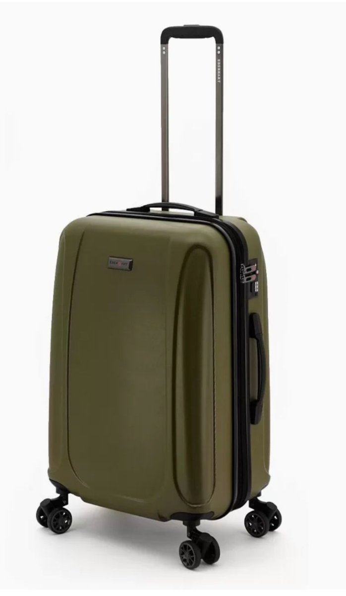 07E-019-424 Чемодан 4-х колесный (Олива/43*66*27/32/поликарбонат/M/3,7 кг/63 литра)