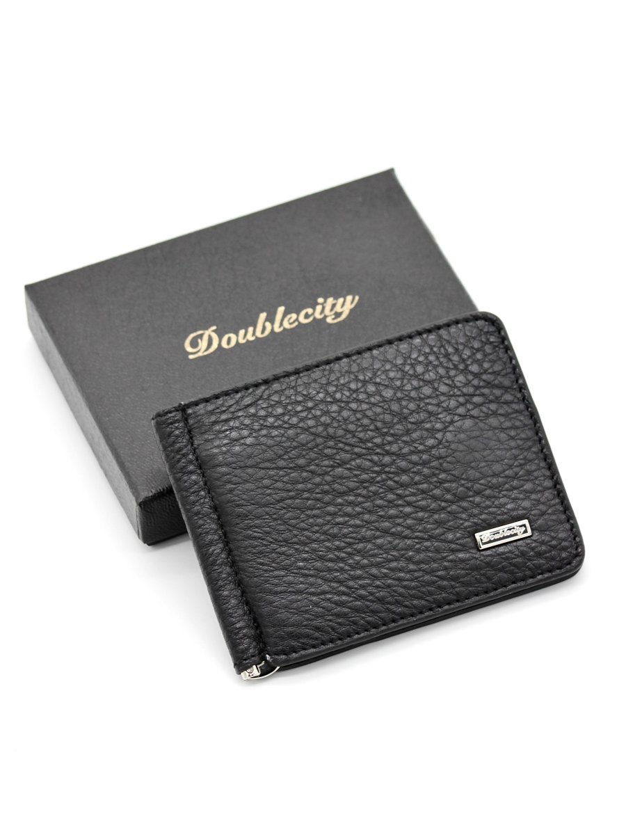 130-DC31-11J/A Зажим для денег (чёрный) (Черный/11*8*0,5/натуральная кожа/Doublecity)