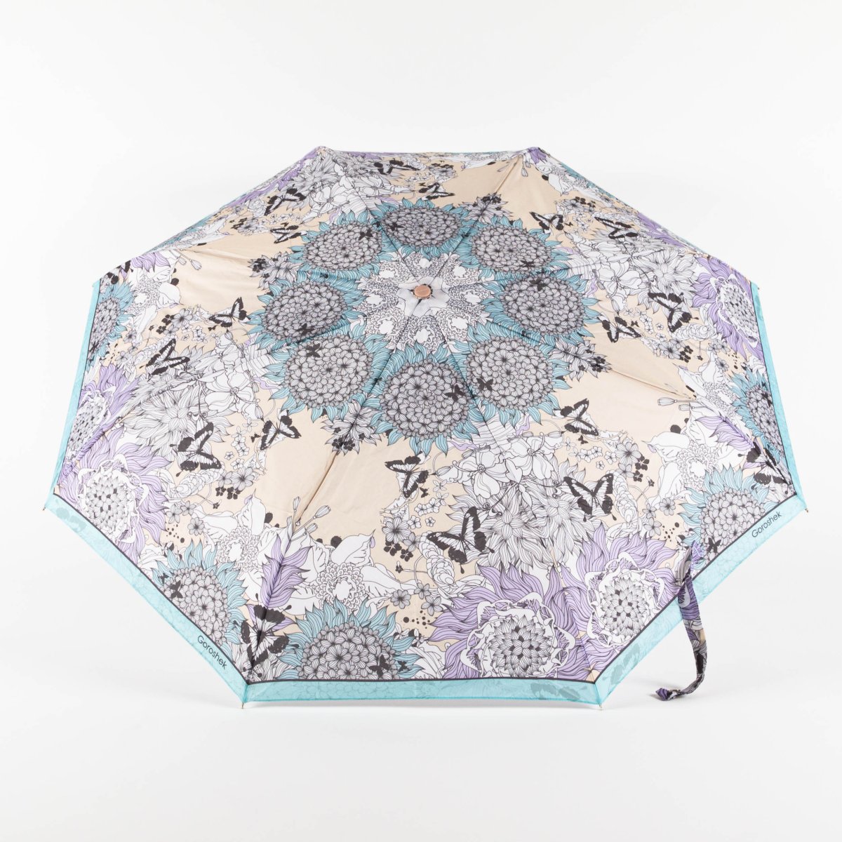 637295-S Зонт женский 3 сл.,полный автомат,облег.пласт. прямая (полиэстер/Goroshek)