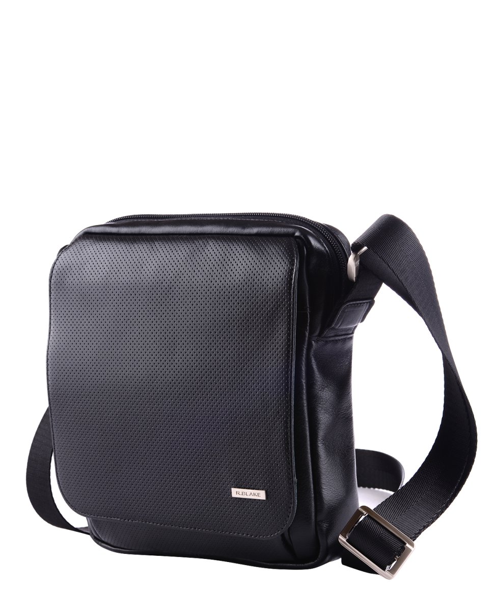 48213 Сумка ROGER SPORT кожа перфорированная черный (Черный/19*22*4/натуральная кожа/R.Blake)