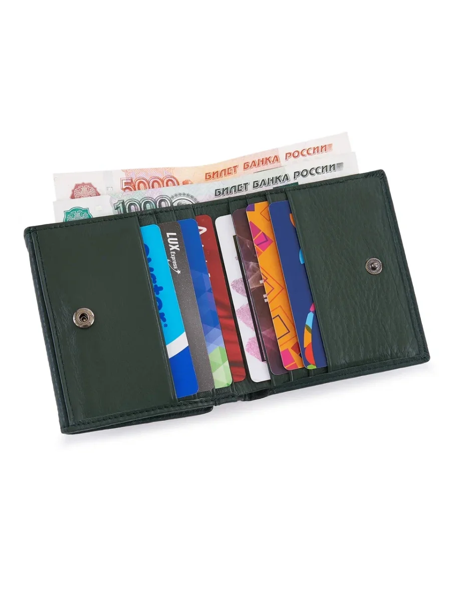 51-353-15-2 Кошелек женский (зелёный) (Зелёный/10*9,5*3/натуральная кожа)
