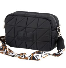 007-3030406 Сумка женская кроссбоди черный+треугольники+стропа цвет (Dewspo) (черный/21*14*8/текстиль/KATY NIKOLAEVA)