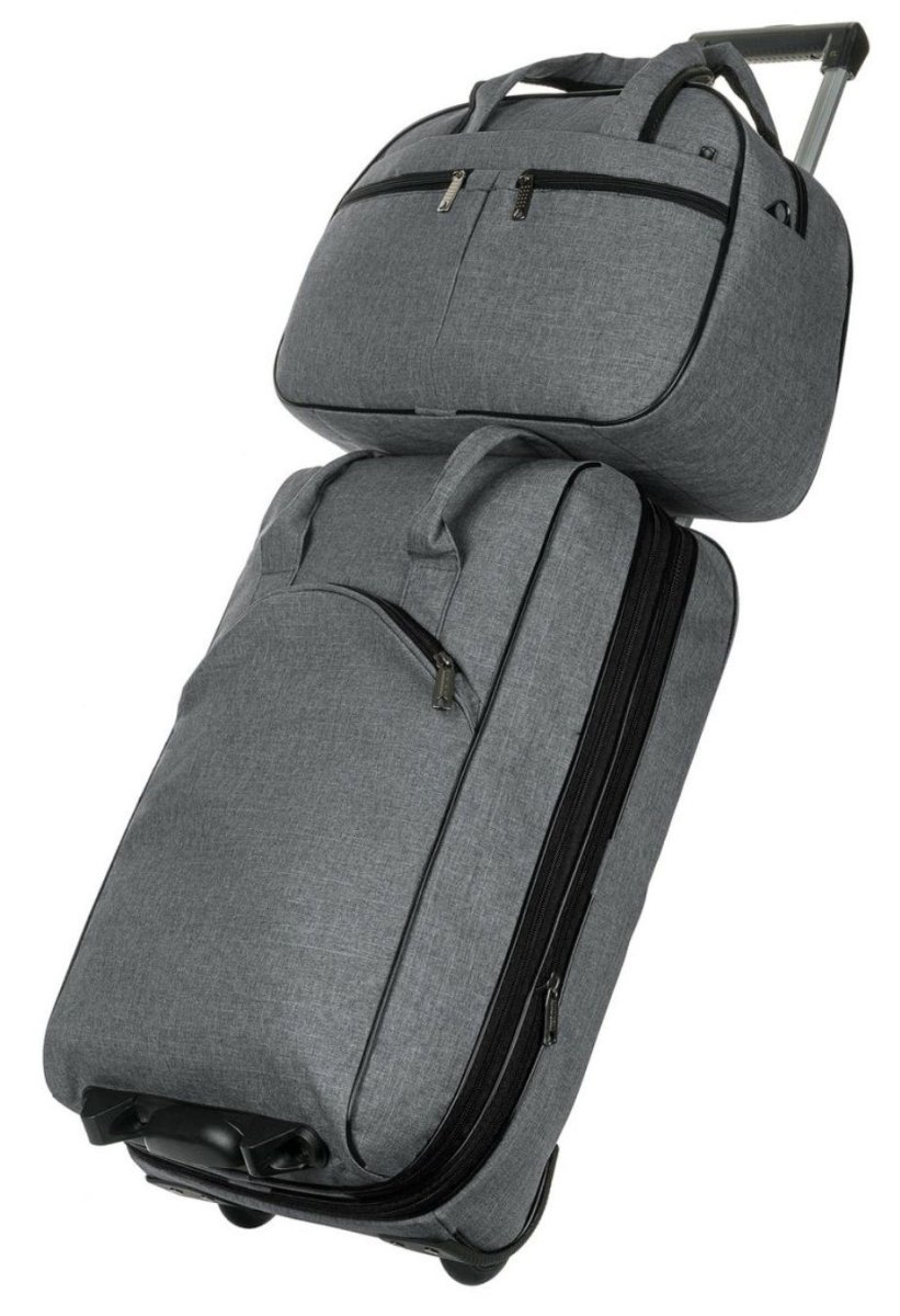 М-7321Б Сумка на колёсах с бьютиком катионик серый (Серый/30*53*22/полиэстер/NTL Continent)