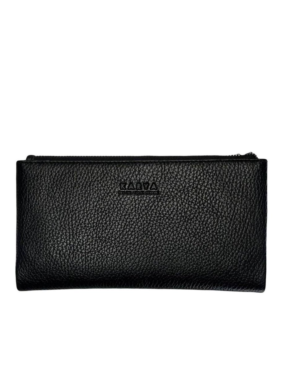 1173-45/46 Портмоне женское натуральная кожа KARYA (Черный/красный/19*10*1,5/натуральная кожа/KARYA)