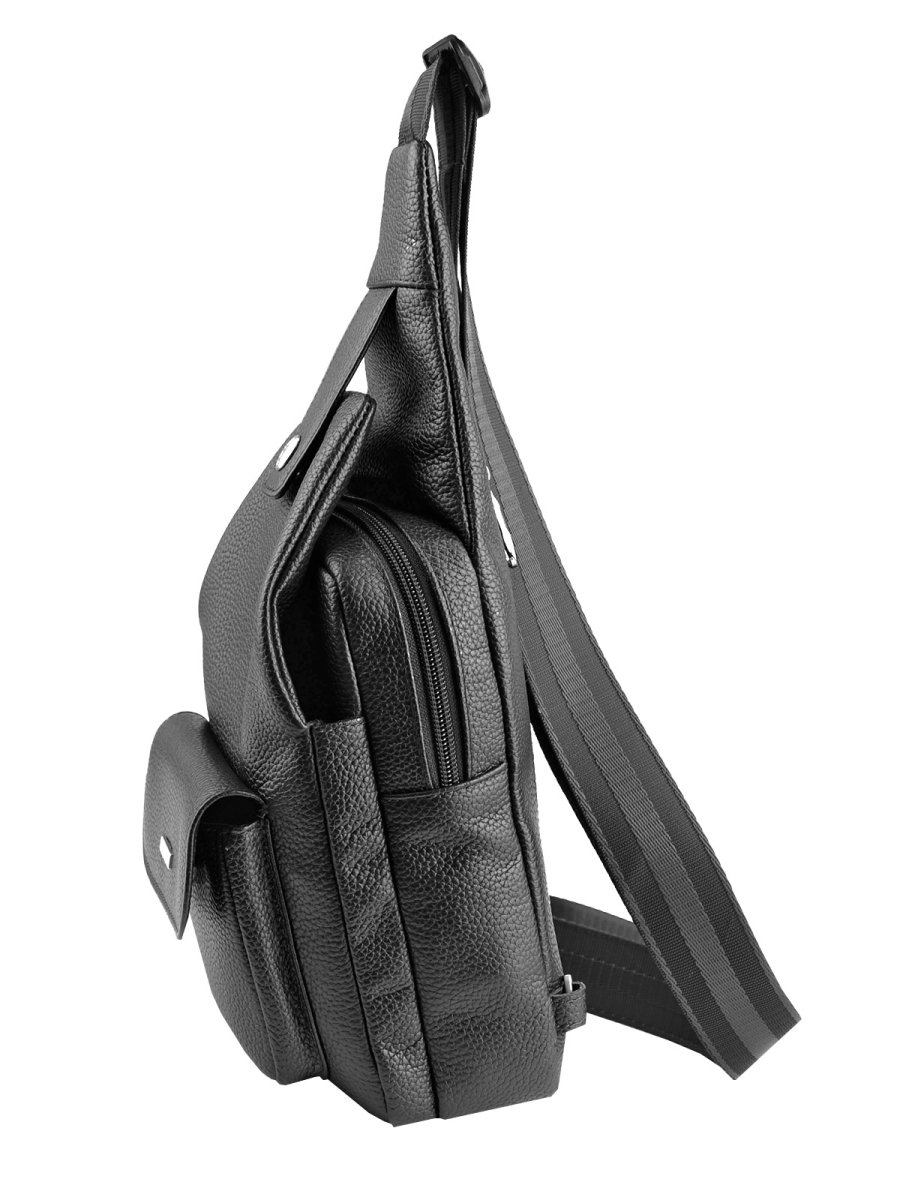 75831 Рюкзак на одной лямке АЛАН DEERSKIN кожа черный (черный/17*21*8/натуральная кожа/R.Blake)