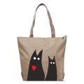 1-111 Сумка молодёжная (Кошачье сердце/бежевый) (Бежевый/36*43*12/текстиль/ANTAN)