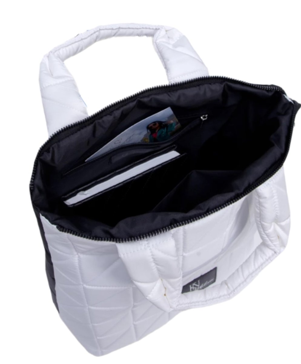 006-31404 Сумка-рюкзак женская белый+треугольники (Dewspo) (белый/29*31*14/текстиль/KATY NIKOLAEVA)