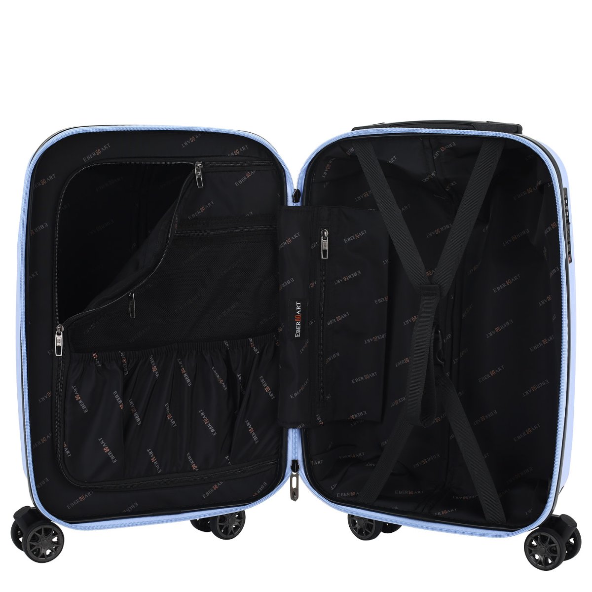 03L-032-420 Чемодан 4-х колесный (Голубой/34*55*24/полипропилен/S/2,2 кг/42 литра/Eberhart)