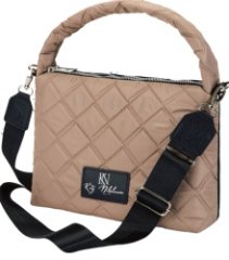 016-3160607 Сумка женская кроссбоди бежевый тёмный+ромбы малые+ручка (Dewspo) (бежевый/25*18*8/текстиль/KATY NIKOLAEVA)