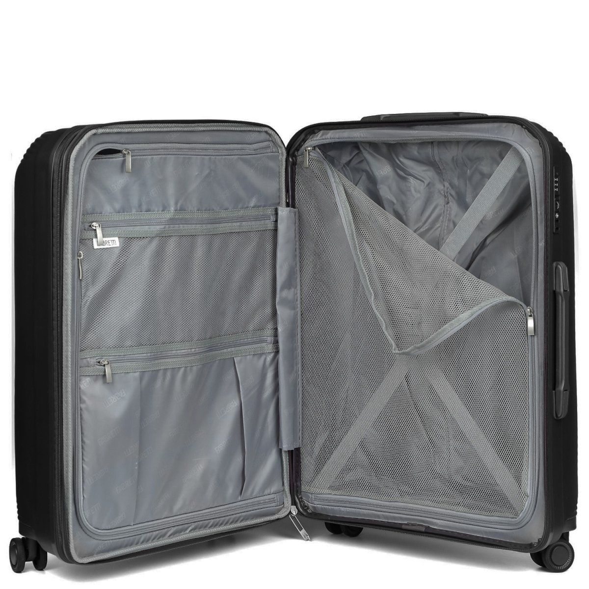 EN1010-24-2 FABRETTI Чемодан 4-х колесный 100% полипропилен (черный/46*67*29/полипропилен/M/FABRETTI)