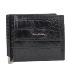 0460-53 Зажим для купюр KARYA (Черный/11*8*1/натуральная кожа)