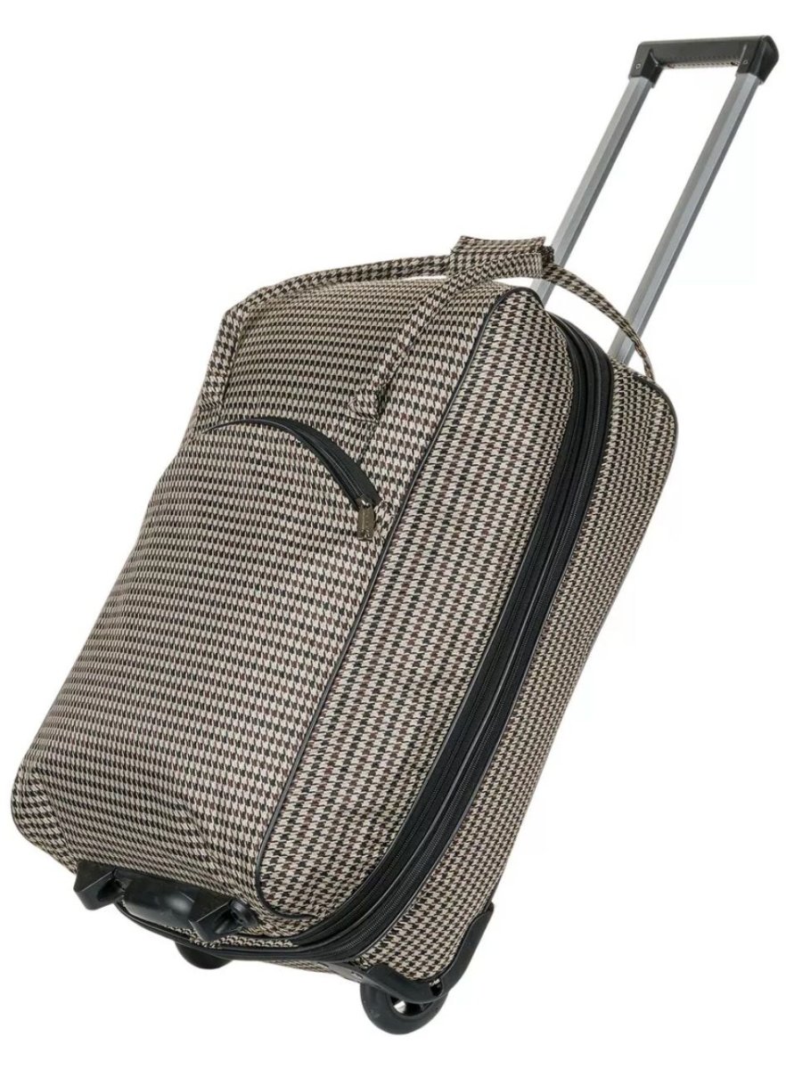 М-7301 Сумка на колесах дизайн гусиная лапка (Бежевый/55*26*35/полиэстер/NTL Continent)