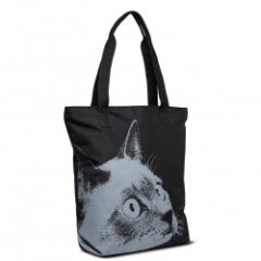 1-58 Сумка молодёжная (Кот сиамский/черный) (Черный/28*38*10/текстиль/ANTAN)