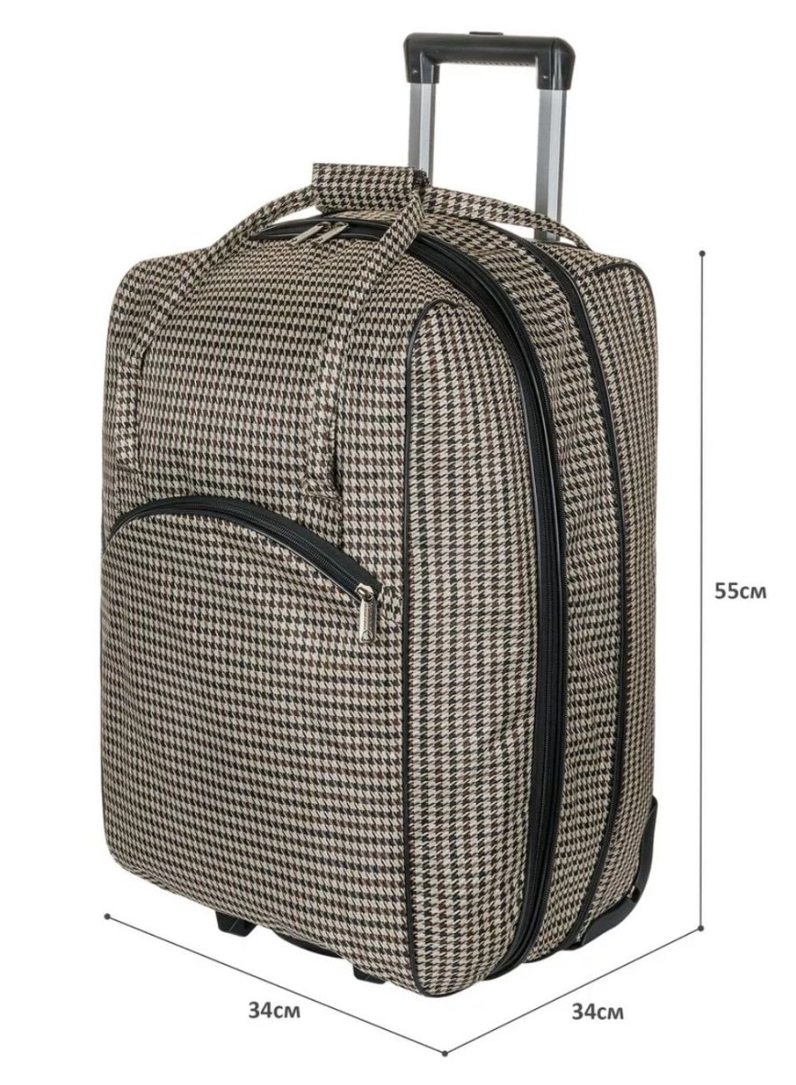 М-7301 Сумка на колесах дизайн гусиная лапка (Бежевый/55*26*35/полиэстер/NTL Continent)