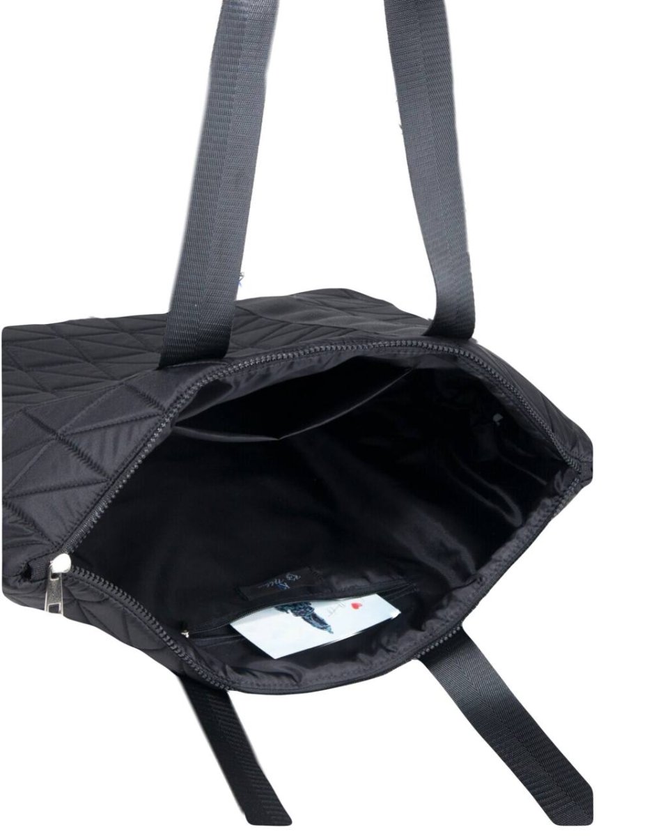 710-30304 Сумка шоппер/пляжная черный+треугольники (Dewspo) (Черный/38*34*15/текстиль/KATY NIKOLAEVA)