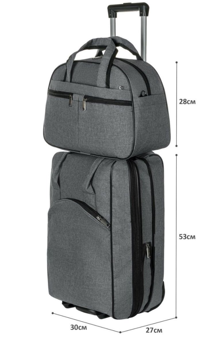 М-7321Б Сумка на колёсах с бьютиком катионик серый (Серый/30*53*22/полиэстер/NTL Continent)